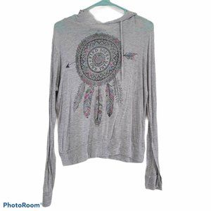 Iris & Navy Woman Sz S Hoodie white grey heathered